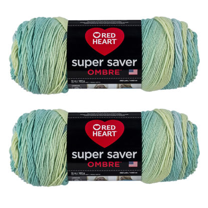 Picture of Red Heart Super Saver Jumbo Seaside Ombre Yarn - 2 Pack of 283g/10oz - Acrylic - 4 Medium (Worsted) - 482 Yards - Knitting/Crochet