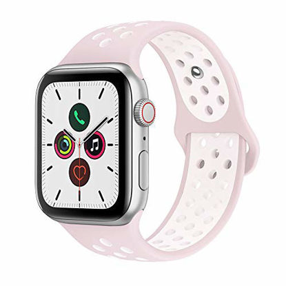 Picture of AdMaster Compatible with Apple Watch Bands 38mm 40mm,Soft Silicone Replacement Wristband Compatible with iWatch Series 1/2/3/4/5-M/L Barely Rose/Pearl Pink