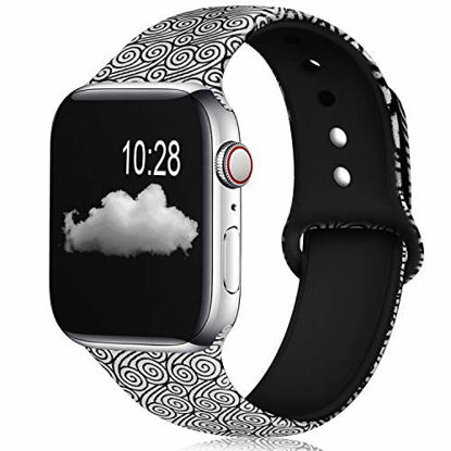 Picture of KOLEK Floral Bands Compatible with Apple Watch 38mm 40mm, Silicone Fadeless Pattern Printed Replacement Bands for iWatch Series 4 3 2 1, Cloud, S, M