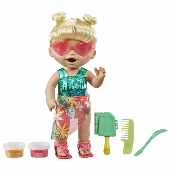 Picture of Baby Alive Sunshine Snacks Doll, Eats and Poops, Summer-Themed Waterplay Baby Doll, Ice Pop Mold, Toy for Kids Ages 3 and Up, Blonde Hair