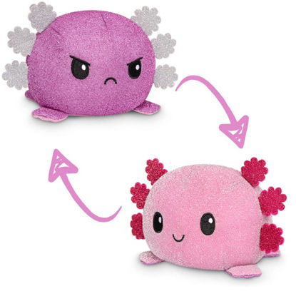 Picture of TeeTurtle | The Original Reversible Axolotl Plushie | Patented Design | Sensory Fidget Toy for Stress Relief | Pink + Purple Sparkle | Happy + Angry | Show Your Mood Without Saying a Word!