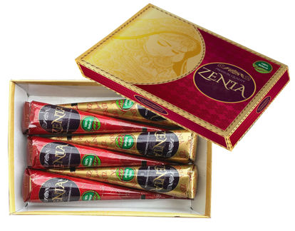 Picture of Zenia (Pack of 6) 100% Natural Henna Hair Color Paste Hair Dye Cones Dark Reddish-Brown Color 25g Each Cone