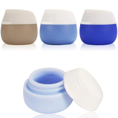 Picture of Travel Containers for Toiletries, Gemice Silicone Cream Jars, TSA Approved Travel Size Containers Leak-proof Travel Accessories with Lid for Cosmetic Makeup Face Body Hand Cream (4 Pieces) (Blue)