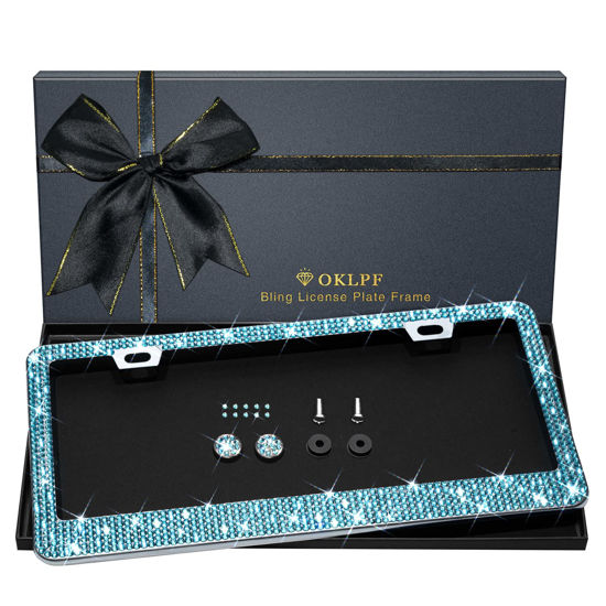 Bling License Plate Frame for Women 1PCS Sparkly License Plate Frames Over 1200 pcs 14 Facets Bedazzled Clear Glass Diamond Rhinestone Crystals