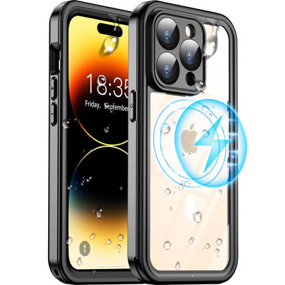 Picture of Temdan [Real 360 Magnetic for iPhone 14 Pro Case Waterproof,[Compatible with MagSafe] Built-in Glass Camera Lens & Screen Protection [Military Dropproof][IP68 Underwater] Shockproof Phone Case