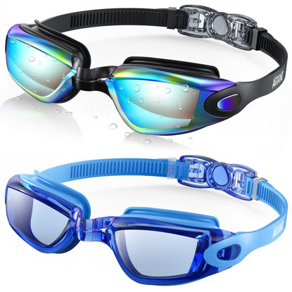 Picture of Aegend Swim Goggles, 2 Pack Swimming Goggles No Leaking Adult Men Women Youth
