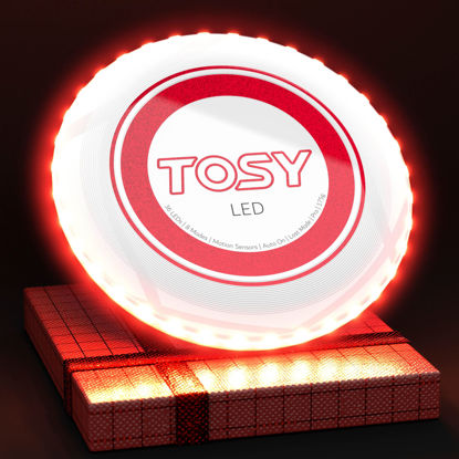 Picture of TOSY 36 & 360 LED Flying Disc - Extremely Bright, Smart Auto Light Up, 175g Frisbee, Rechargeable, Patent-Pending, Gift for Adult/Men/Boys/Teens/Kids, Birthday, Lawn, Outdoor, Beach & Camping Games
