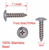 Picture of #14 X 1" Stainless Truss Head Phillips Wood Screw (25pc) 18-8 (304) Stainless Steel Screws by Bolt Dropper