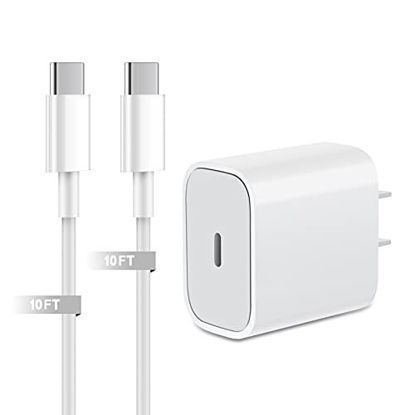 Picture of iPad Charger,USB C Charger For iPad Pro/iPad mini 6th,USB-C 20W Fast PD Wall Charger Adapter 10FT Long Type C to C Charging Cable Cord For iPad Pro 12.9 2021/2020/2018,iPad Pro 11 Gen 2/1,iPad Air 4th