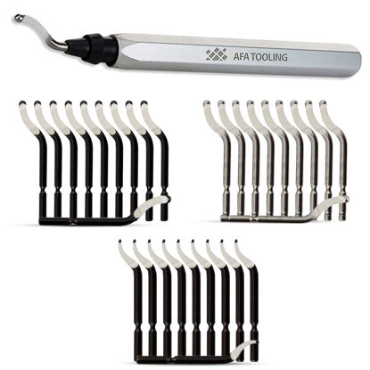 Picture of AFA Tooling - Deburring Tool with 10 BS1010, 10 BS1018, 10 BK3010, HSS Blades - Works on Metal, Resin, PVC, 3D Printed Plastic Edges - for Copper and PVC Pipes, 3D Printing, Resin Art, and Metal Work