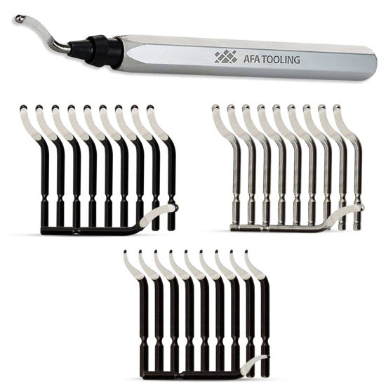 Picture of AFA Tooling - Deburring Tool with 10 BS1010, 10 BS1018, 10 BK3010, HSS Blades - Works on Metal, Resin, PVC, 3D Printed Plastic Edges - for Copper and PVC Pipes, 3D Printing, Resin Art, and Metal Work