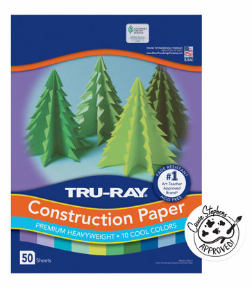 Picture of "Tru-Ray Heavyweight Construction Paper, Cool Assorted Colors, 9"" x 12"", 50 Sheets" (102942)