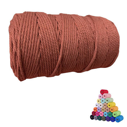 Picture of FLIPPED 100% Natural Cotton Macrame Cord,3mm x220 Yards Macrame Cord Colored Cotton Rope Craft Cord for DIY Crafts Knitting Plant Hangers Christmas Wedding Décor(Rust red, 3mm220yards)