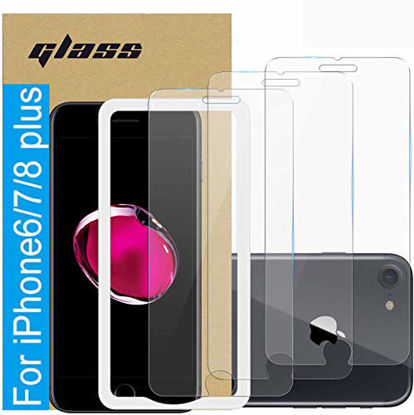 Picture of ?3 Pack ?Amuoc Tempered Glass Film for Apple iPhone 8 Plus Screen Protector and iPhone 7 PlusScreen Protector and iPhone 6 Plus Screen Protector?with (Easy Installation Tray) Anti Scratch, Bubble Free