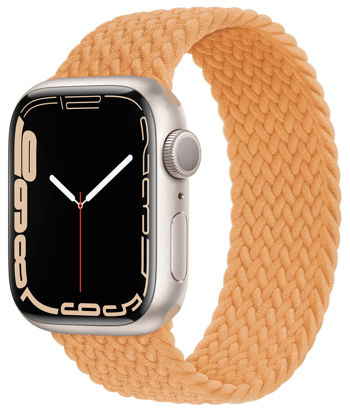 Picture of Proworthy Braided Solo Loop Compatible With Apple Watch Band 42mm 44mm 45mm for Men and Women, Stretch Nylon Elastic Strap Wristband for iWatch Series SE 7 6 5 4 3 2 1 (L, Maize)