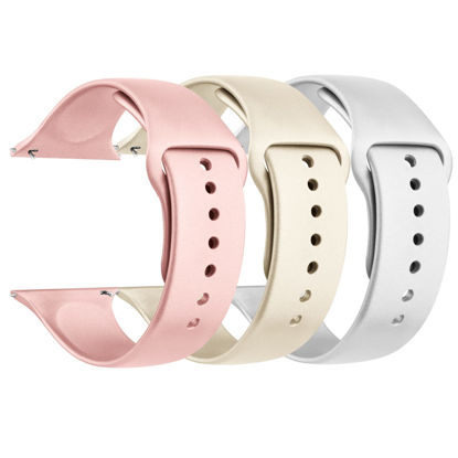 Picture of [3 PACK] Bands Compatible with Apple Watch Band 41mm 40mm 38mm, Sport Band Silicone Wristbands Women Men Replacement for iWatch Series 8 7 6 5 4 3 SE-Glossy Rose Gold,Starlight,Silver, Large