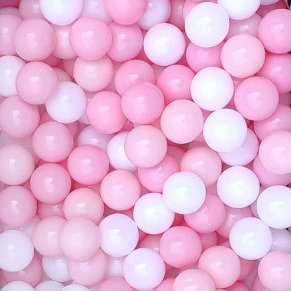 Picture of MoonxHome Ball Pit Balls for Kids, 100 pcs 2.15" Thicken Soft Plastic Crush Proof Ball Pit Balls BPA Phthalate Free Toy Ball with 3 Color White Pink Light-Pink