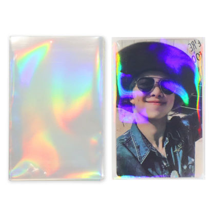 Picture of 100PCS Cover Shinny Rainbow Card Sleeves Compatible with Kpop Photocards&Naruto Cards Protectors (58x89mm, Rainbow)