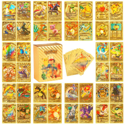 Picture of am Duo Duo 110 PCS TCG Deck Box Gold Foil Card (43 GX Rare Cards 28 Vmax Rares 17 V Series Cards, 7 Common Card, 7 Tag Cosplay Cards,6 EX Card, 1 DX and 1 Athletic Card), Gift for Kids