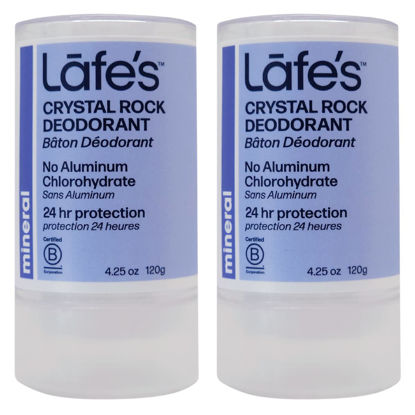 Picture of Lafe's Natural Deodorant | Unscented Crystal Rock Deodorant for Women & Men | Vegan, Cruelty Free, Gluten Free, Paraben Free & Baking Soda Free with 24-Hour Protection; 2 Pack (4.25oz) - Packaging May Vary