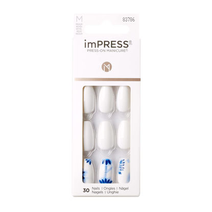 Picture of KISS imPRESS Press-On Manicure, Nail Kit, PureFit Technology, Medium Length Press-On Nails, 'Tye Dye', Includes Prep Pad, Mini Nail File, Cuticle Stick, and 30 Fake Nails
