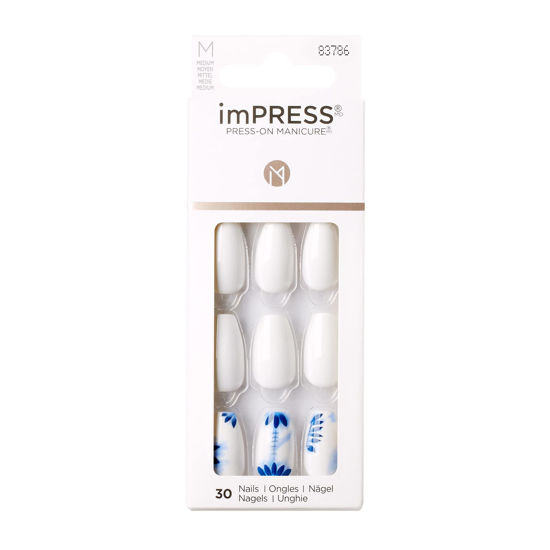 Picture of KISS imPRESS Press-On Manicure, Nail Kit, PureFit Technology, Medium Length Press-On Nails, 'Tye Dye', Includes Prep Pad, Mini Nail File, Cuticle Stick, and 30 Fake Nails
