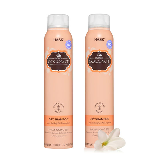 Picture of HASK Coconut Monoi Nourishing Dry Shampoo Kits for all hair types, aluminum free, no sulfates, parabens, phthalates, gluten or artificial colors (4.3oz-Qty2)…