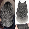 Picture of KooKaStyle Invisible Wire Hair Extensions with Transparent Headband Adjustable Size 4 Secure Clips Long Wavy Secret Wire Hairpiece 20 Inch Grey/Sliver Mixed for Women