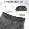 Picture of KooKaStyle Invisible Wire Hair Extensions with Transparent Headband Adjustable Size 4 Secure Clips Long Wavy Secret Wire Hairpiece 20 Inch Grey/Sliver Mixed for Women