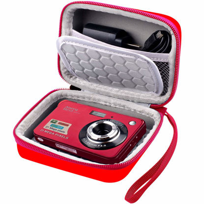 Picture of Carrying & Protective Case for Digital Camera, AbergBest 21 Mega Pixels 2.7" LCD Rechargeable HD/Kodak Pixpro/Canon PowerShot ELPH 180/190 / Sony DSCW800 / DSCW830 Cameras for Travel - Red