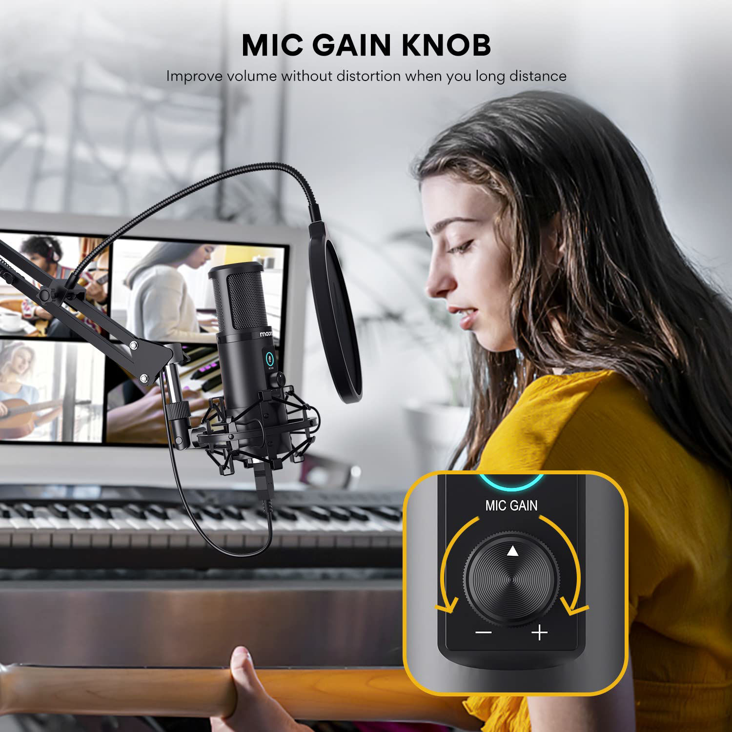GetUSCart- MAONO USB Microphone, Professional Condenser Computer PC Mic ...