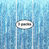 Picture of Wavy Tinsel Foil Fringe Curtain Photo Booth Props for Mermaid Birthday Under The Sea Party Decorations (3 Pack 3.2 ft X 6.6 ft Teal Blue)