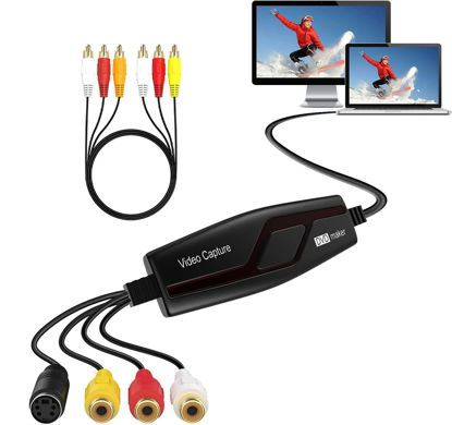 Picture of VHS to Digital Converter,Video Capture Card Device,VHS VCR Hi8 Mini DV to Mac Digital Converter,RCA to USB Video Converter for PC TV Tape Player Camcorder,Support PAL/NTSC,MAC Windows Vista Compatible