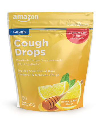 Picture of Amazon Basic Care Honey Lemon Cough Drops 160 Count (Previously SoundHealth)