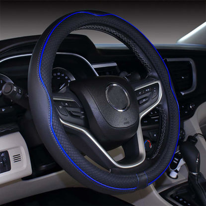 Picture of Mayco Bell Microfiber Leather Car Small Steering Wheel Cover (14''-14.25'', Black Dark Blue)