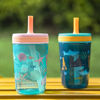 Picture of Zak Designs Kelso 15 oz Tumbler Set, (Shells) Non-BPA Leak-Proof Screw-On Lid with Straw Made of Durable Plastic and Silicone, Perfect Baby Cup Bundle for Kids (2pc Set)