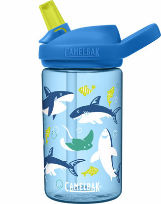 Picture of CamelBak eddy+ 14 oz Kids Water Bottle with Tritan Renew - Straw Top, Leak-Proof When Closed, Sharks and Rays
