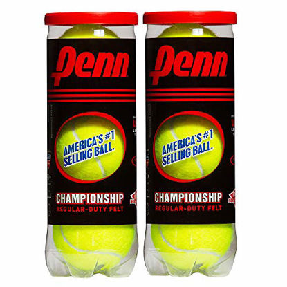 Picture of Penn Championship Tennis Balls - Regular Duty Felt Pressurized Tennis Balls - 2 Cans, 6 Balls