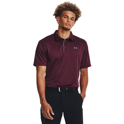 Picture of Under Armour mens Tech Golf Polo , (601) Dark Maroon / / Pitch Gray , X-Large Tall