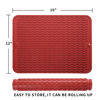 Picture of MicoYang Silicone Dish Drying Mat for Multiple Usage,Easy clean,Eco-friendly,Heat-resistant Silicone Mat for Kitchen Counter or Sink,Refrigerator or Drawer liner Red L 16 inches x 12 inches