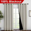 Picture of NICETOWN 100% Blackout Window Curtain Panels, Heat and Full Light Blocking Drapes with Black Liner for Nursery, 86 inches Drop Thermal Insulated Draperies (Natural, 2 Pieces, 55" Wide Each Panel)