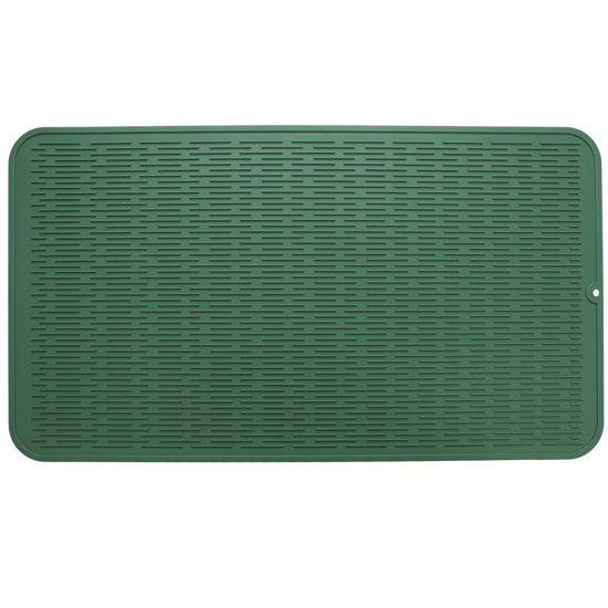 Picture of MicoYang Silicone Dish Drying Mat for Multiple Usage,Easy clean,Eco-friendly,Heat-resistant Silicone Mat for Kitchen Counter or Sink,Refrigerator or Drawer Liner Green XXXXL 32 inches x 18 inchess