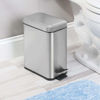 Picture of mDesign Small Modern 1.3 Gallon Rectangle Metal Lidded Step Trash Can, Compact Garbage Bin with Removable Liner Bucket and Handle for Bathroom, Kitchen, Craft Room, Office, Garage - Brushed Chrome