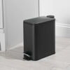 Picture of mDesign Slim Metal Rectangle 1.3 Gallon Trash Can with Step Pedal, Easy-Close Lid, Removable Liner - Narrow Wastebasket Garbage Container Bin for Bathroom, Bedroom, Kitchen, Office - Black