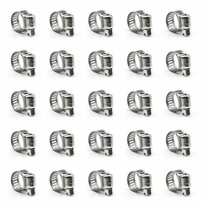 Picture of ZIPCCI Hose Clamp, 25 Pack Stainless Steel Worm Gear fuel line hose clamps, 6-12mm (1/4-1/2 inch)