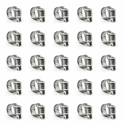 Picture of ZIPCCI Hose Clamp, 25 Pack Stainless Steel Worm Gear fuel line hose clamps, 6-12mm (1/4-1/2 inch)