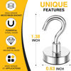 Picture of DIYMAG Magnetic Hooks, 25Lbs Strong Heavy Duty Cruise Magnet Hooks for Classroom, Fridge, Hanging, Cabins, Grill, Kitchen, Garage, Workplace and Office etc, (15 Pack-Silver)