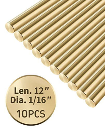 Picture of Coolneon Brass Rods 1/16 x 12",10PCS,Knife Handle Material,Knife Handle Pins,Brass Round Stock,Knife Pins,Brass Pins for Knife Handles Scales,for Hardware,Novelty,DIY,Hobby,Model Car Plane Boat Ship.