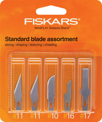Picture of Fiskars 164190-1001 Standard Assortment Blades(2 Number.11,1 Number.10, 1 Number.16, 1 Number.17), 5 Pack, Silver