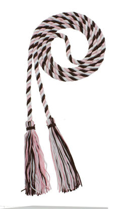 Picture of Graduation Honor Cord - Brown/LT Pink/White - Every School Color Available - Made in USA - by Tassel Depot